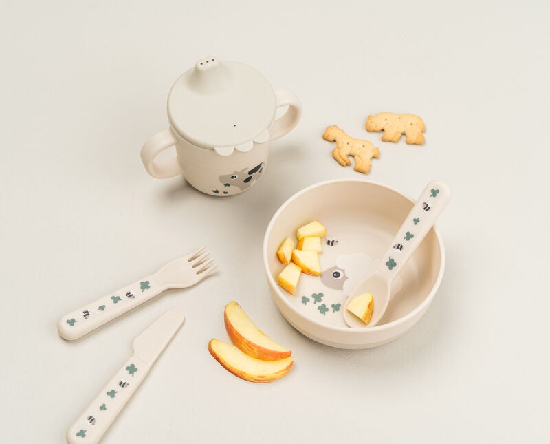 Done by Deer - Foodie spout cup Tiny farm Sand
