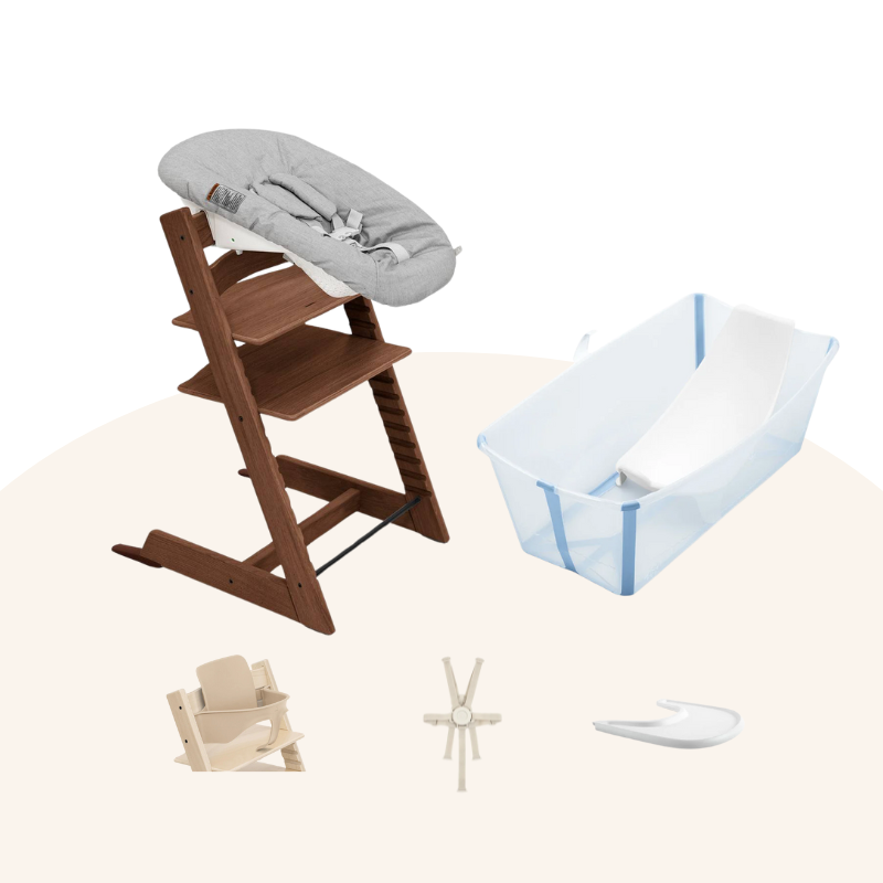 Stokke®Tripp Trapp®oak bundle & Flexi Bath®Gift Box new born bundle