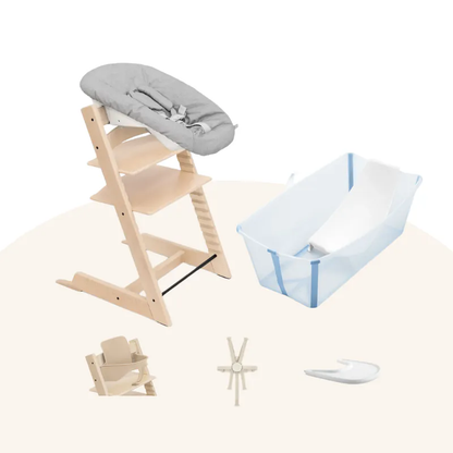 Stokke®Tripp Trapp®beech bundle & Flexi Bath®Gift Box new born bundle