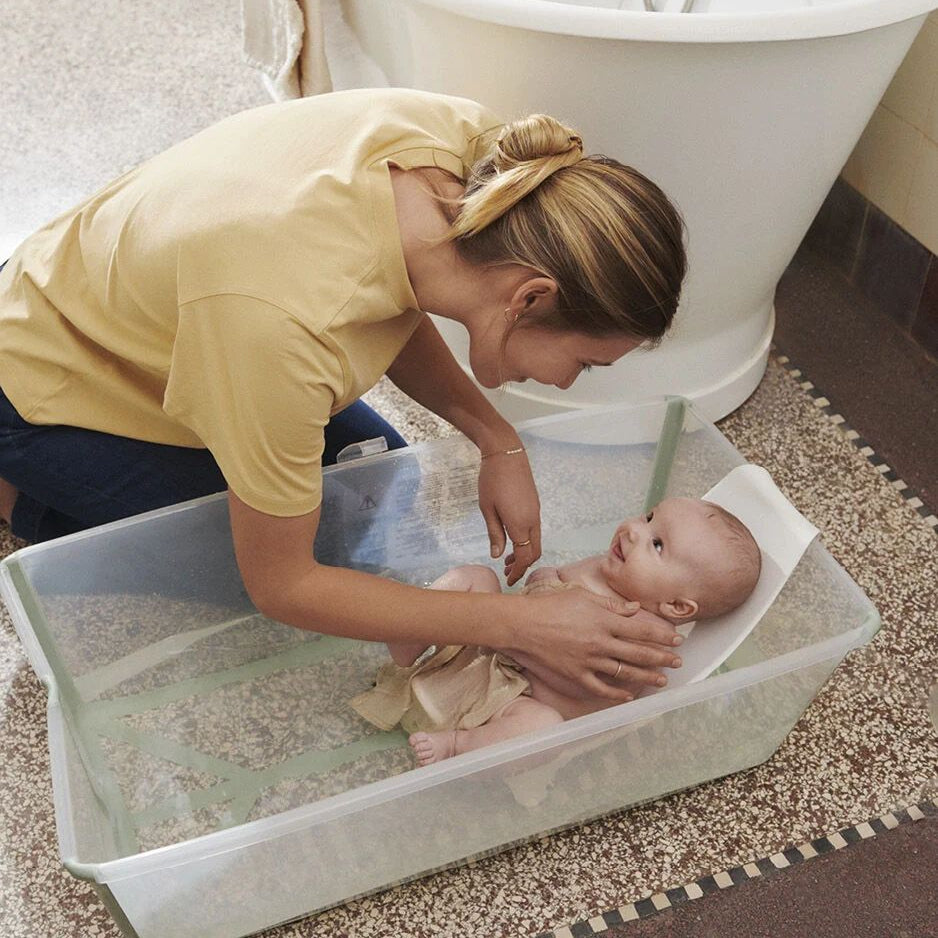 Stokke - Flexi Bath® Bundle Tub with Newborn Support XL (Transparent Blue, Gift Box)